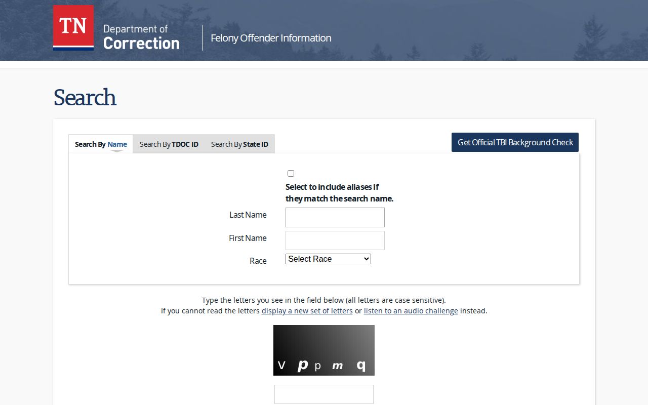 Scott County records guide showing Tennessee Department of Correction offender lookup