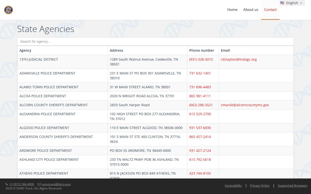 Scott County Winfield Police Department contact directory for booking-record verification